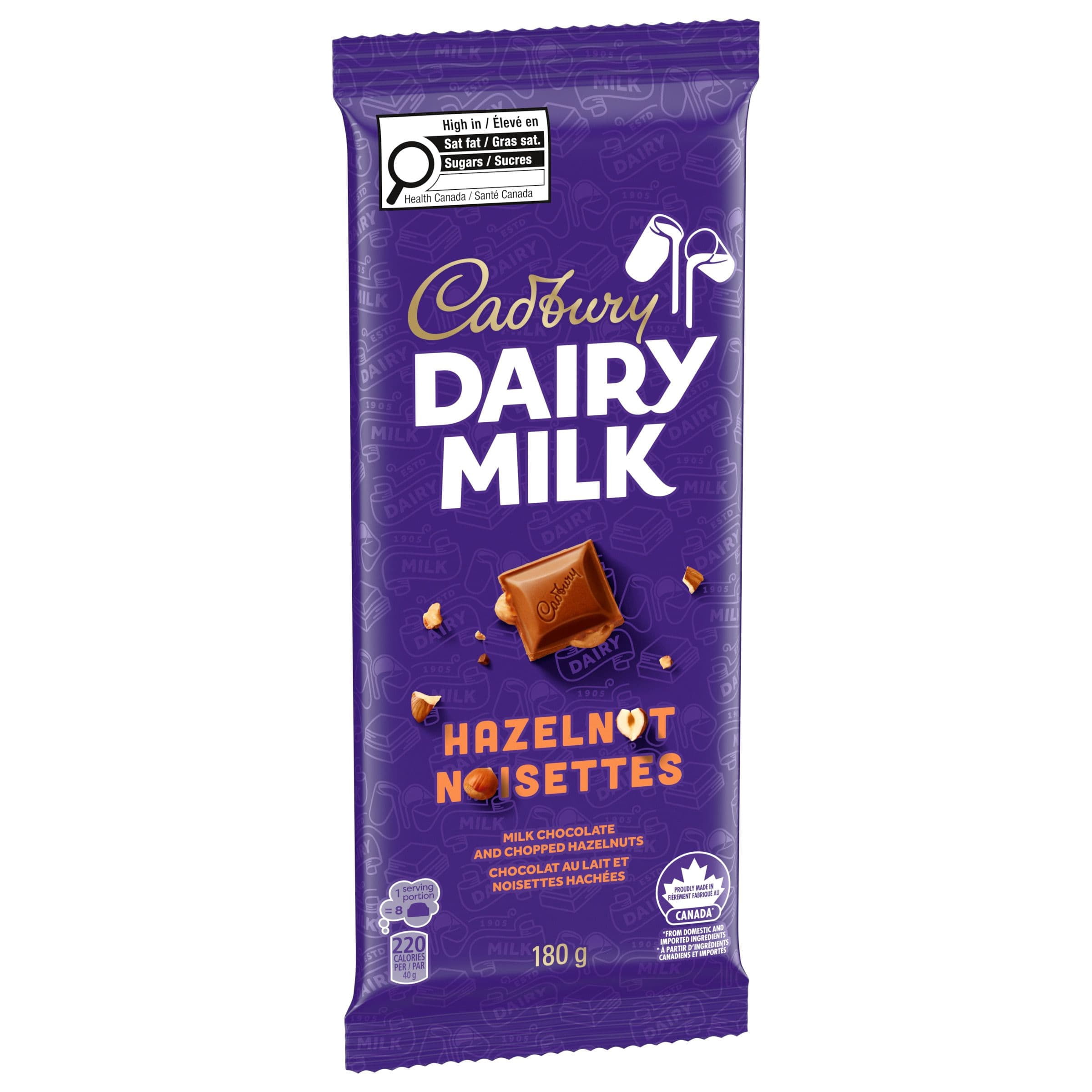 CADBURY DAIRY MILK Hazelnut Chocolate Bar with Chopped Hazelnuts, CADBURY DAIRY MILK Milk Chocolate Bar