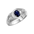 thumbnail image 3 of RYLOS Men's Rings 14K White Gold Rings Classic Designer Style 7X5MM Oval Gemstone & Diamond Ring Sapphire September Birthstone Rings For Men Size 10, 3 of 7