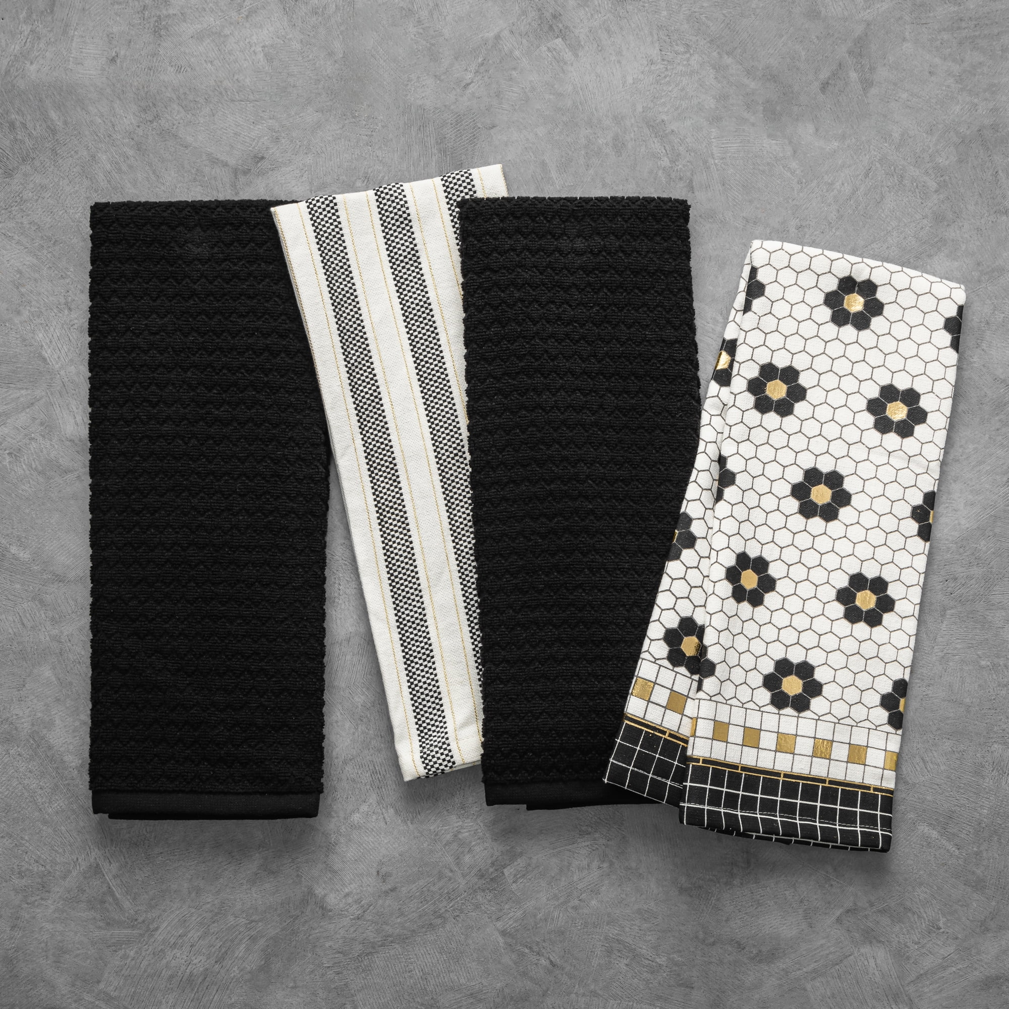 Torchons de cuisine Thyme & Table, motif Pennytile, ensemble de 4