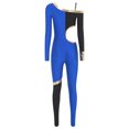 thumbnail image 4 of Raenseen Womens' Long Sleeve Unitard Gymnastics Ballet Dance Bodysuit Metallic Color Block Jumpsuit NavyBlue S, 4 of 7