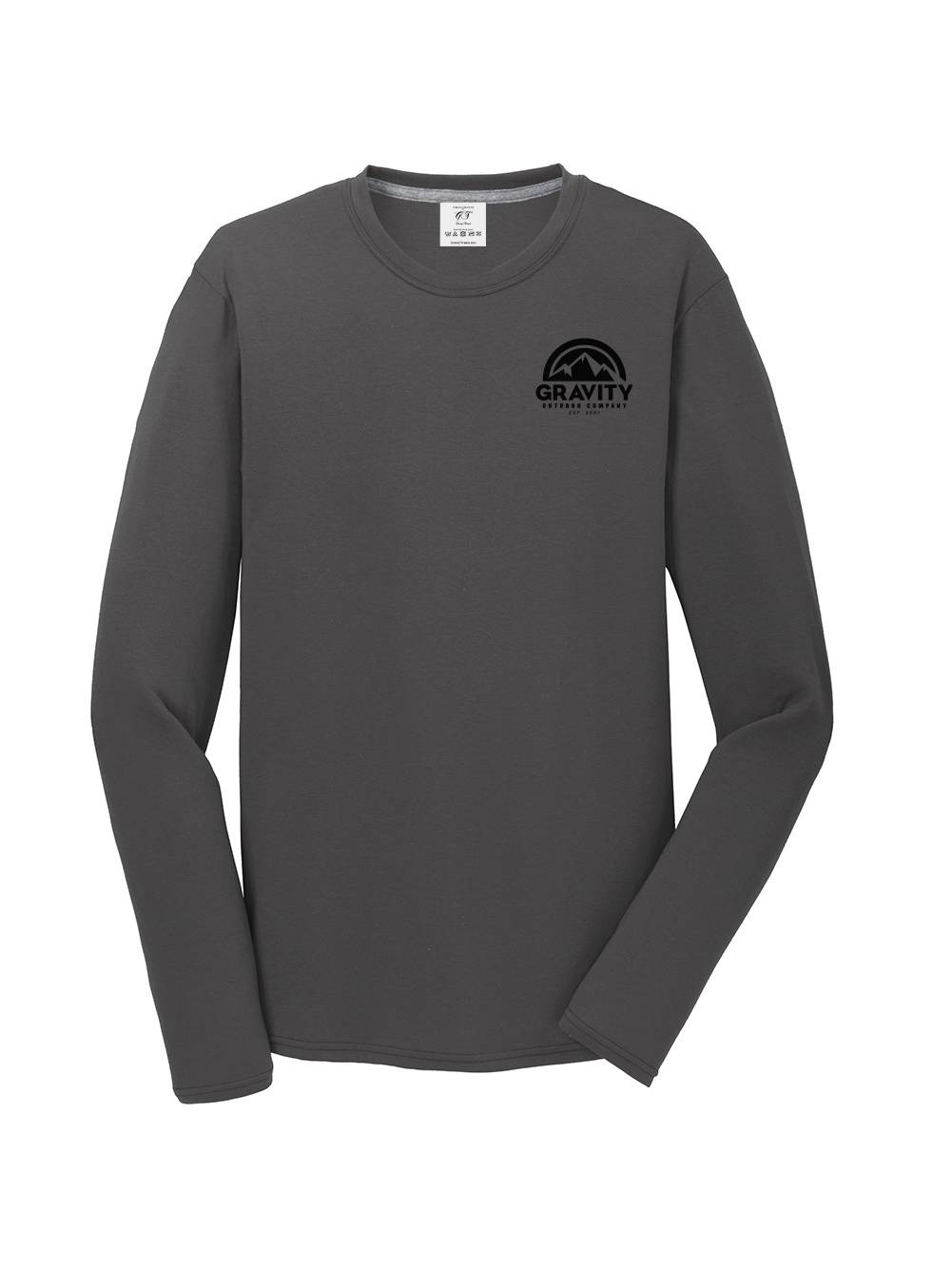 Gravity Outdoor Co. Chemise à Manches Longues Performance - Charbon - Logo Noir - 2TG
