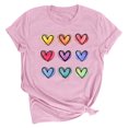 thumbnail image 1 of Meichang T-Shirts de la Saint-Valentin pour Femmes Imprimé Cœur Manches Courtes Col Rond Hauts Coupe Ample Pull T-Shirts Mignons Blouses, 1 of 2