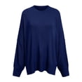 thumbnail image 5 of WUANDIXFA Chandails pour Femmes pour l'Automne Chandails pour Femmes à Manches Longues Fente Latérale Col Rond Chandails Molletonnés à Enfiler Hauts de Mode pour Femmes Vêtements Corset Vêtements d'Extérieur Bleu Marine,P, 5 of 5