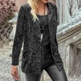 thumbnail image 1 of IROINID Veste Courte Confortable pour Femmes, Col à Revers, Couleur Unie, Manches Longues, Noir, 1 of 5