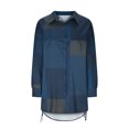 thumbnail image 2 of Birdeem Chemise Ajustée Ample pour Femme, Courte, devant, Dos Long, à Lacets, Manches Longues, Col en V, Haut/chemise, 2 of 8