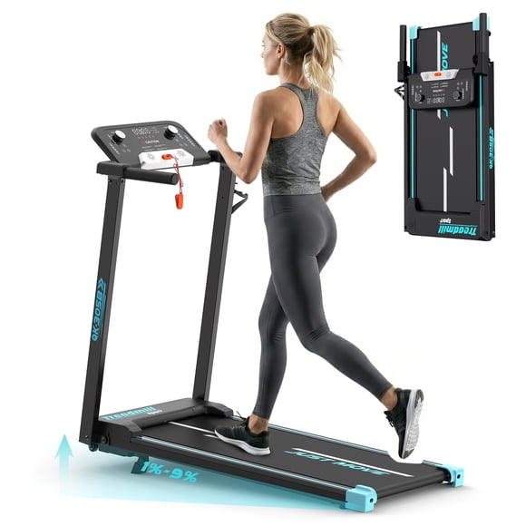 3-in-1 Folding Treadmill & Walking Pad | 3.0 HP Quiet Motor, 9% Incline, 14km/h (8.70 mph) Max Speed | LCD Display, Safety Light Alerts | Portable Compact Home Office Treadmill with Handles