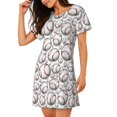 thumbnail image 2 of Kdxio Mignon Imprimé Baseball Chemise de Nuit pour Femmes Vêtements de Nuit Manches Courtes Chemise de Nuit Décontractée Imprimé Robe de Nuit Ample Confortable Pyjama, 2 of 6