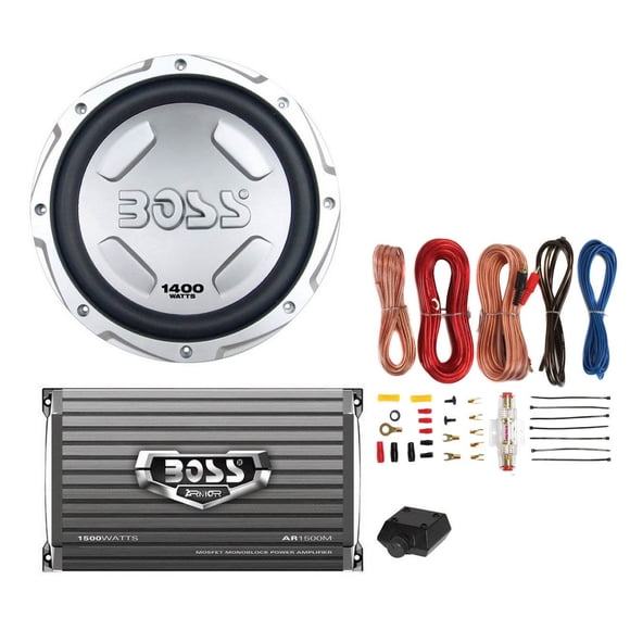BOSS CX122 Caisson de Basses de Voiture 12 Pouces 1400 W, Caisson de Basses, Amplificateur et Trousse d'Ampli