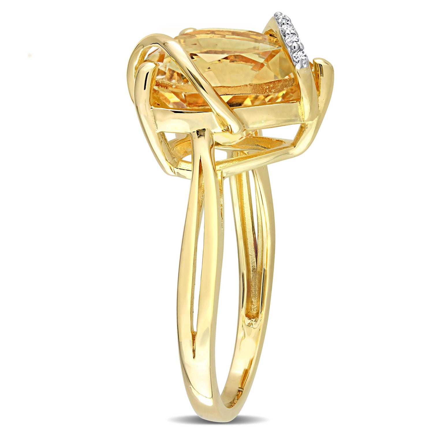 Collier en forme de coeur emballé Miabella avec 6-1/2 Carat PBT de Citrine et accents de diamant en Argent Sterling plaqué Rhodium Jaune