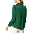 thumbnail image 3 of INSPIRE CHIC Chemises Élégantes pour Femmes Col en V Col Pointu Manches Longues Blouse Satin Lisse 2TG Vert, 3 of 8