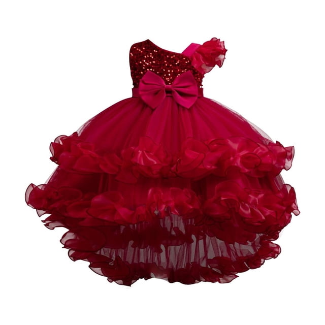 LOVZFMLL Fille Enfant Été Manches Courtes Volantée Dentelle Col Rond Broderie Maille Princesse Jupe à Nœud