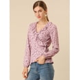 thumbnail image 3 of INSPIRE CHIC Blouse à Volants pour Femme à Col en V, Fleurie, à Nouer Soi-Même, Portefeuille, Haut Péplum, Rose, TP, 3 of 6
