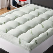 Cooling Bamboo Fiber Mattress Topper Soft Fill Mattress Protector Pillow Top Mattress Cover With 8-21" Deep Pocket