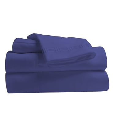 Comfy Bamboo World 9900 Series Embroidered Bedsheets Sheet Set, Twin Size, Navy