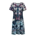thumbnail image 4 of Meichang Robe d'Été Mini Grande Taille pour Femmes 2024 Été à Imprimé Floral Robe de Plage à Manches Courtes Décontractée Ample Robes Tendance à Col en V Robes d'Été pour les Vacances, P-5TG, 4 of 5