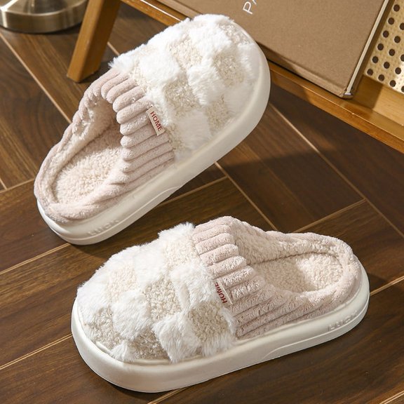 Dsseng Cotton Slipper Women‘S Non-Slip Plus Cashmere Warm Month Slipper Indoor Home Men Cute Fluffy Cotton Mop