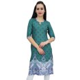 thumbnail image 1 of Bimba Tunique Verte Imprimée pour Femme en Georgette Kurti Kurta Indienne Blouse Longue-26, 1 of 8