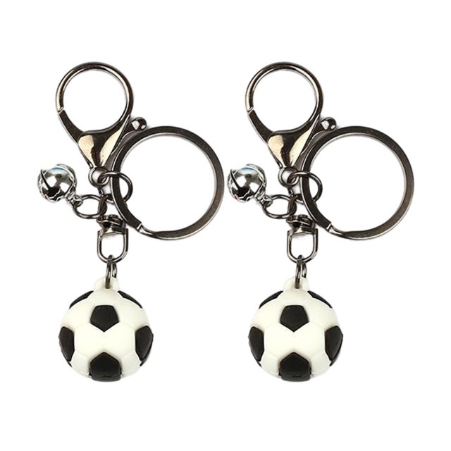 pitrice 2Pcs Keychain Mini Cartoon Key Ring Modern Handmade Girl Exquisite Bag Durable Auto Pendant Decoration Party Gifts Black Football