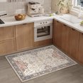 thumbnail image 2 of 2x3 Washable Vintage Floral Area Rug - Distressed Small Entryway Rug Doormat Bohemian Faux Wool Non-Slip Low-Pile Floor Carpet for Indoor Front Entrance Kitchen Bathroom-Multi, 2 of 8
