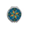 thumbnail image 1 of Miroir Compact Main Fleur Marocaine Bleu Orange Rond Portable de Poche en Verre, 1 of 3
