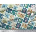 thumbnail image 2 of Soimoi Blue Polyester Crepe Fabric Floral & Insect Patchwork Print Fabric by The Yard 52 Inch Wide, 2 of 3