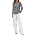 thumbnail image 1 of Women'S Wool Blend Classic Crew Neck Casual Fall Sweaters Light Gray L, 1 of 8