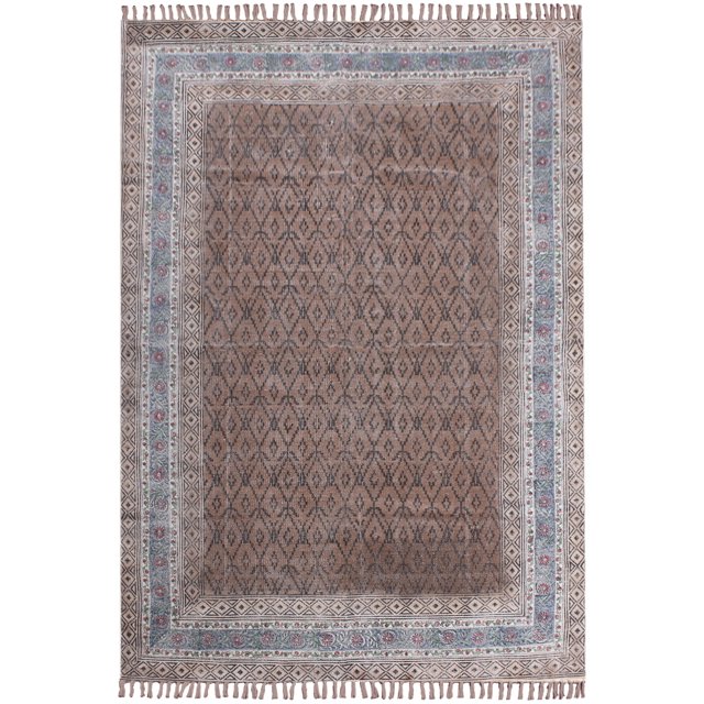 Casavani Geometric Eco friendly Outdoor Mat, Brown 4x8 Ft