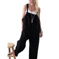 thumbnail image 1 of Women's Sleeveless Linen Wide Leg Jumpsuit Rompers Overalls Harem Pants, 1 of 2