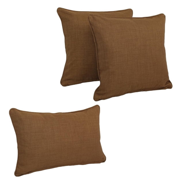 Coussins d'Extérieur en Polyester Filé Double Cordon avec Inserts (Ensemble de 3), Moka