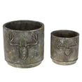 thumbnail image 1 of 2 Pc Cement Round Planter (Deer), 1 of 1