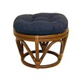 thumbnail image 1 of International Caravan 3301-REO-S05 Rattan Ottoman with Outdoor Fabric Cushion -Azul, 1 of 1