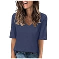 thumbnail image 1 of Timegard Womens Tops V-Neck 1/2 Sleeve Solid Color Basic Tee Shirts Comfy Blouse Casual Tunic Tops, 1 of 6