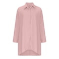 thumbnail image 4 of TIMIFIS Womens Oversized Shirts Button Down Long Sleeve Shirt V Neck Collar Loose Flowy Blouse-Pink-MFall, 4 of 6