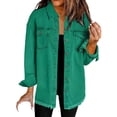 thumbnail image 1 of Yubnlvae Veste-Chemise en Denim Vert Délavé Mode Décontractée pour Femme, m, 1 of 3