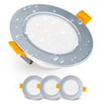 thumbnail image 1 of Projecteurs de Plafond LED IP54, Blanc Chaud 3000K / Ensemble de 3 Projecteurs LED Ronds Extra Plats 7 Watts (7W) / 700 Lumens, Argent, 1 of 5