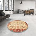 thumbnail image 3 of Ahgly Company Indoor Round Abstract Brown Gold Oriental Area Rugs, 7' Round, 3 of 6