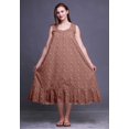 thumbnail image 3 of Bimba Robe de Nuit Sans Manches Brun Rose Foncé à Feuilles Florales et Roses pour Femmes, Coton Imprimé, Vêtement de Nuit pour Dames, Vêtement de Sommeil X-Small, 3 of 6
