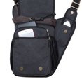 thumbnail image 4 of Mens Vintage Canvas Shoulder Messenger Bag Chest Leather Patchwork Messenger Bag(03BLACK), 4 of 5