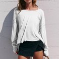 thumbnail image 2 of Timegard Womens Tops Drop Shoulder Backless Cutout Tops Fall Casual Loose Comfy Cropped Blouse Tee, 2 of 9