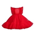 thumbnail image 1 of Dresses for Girls Flower Ruffle Beads Wedding Pageant Birthday Party Evening Tutu Girls Dress Red 5-6 Years, 1 of 4