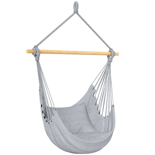 Outsunny Chaise Hamac, Chaise Balançoire Suspendue en Macramé, Gris