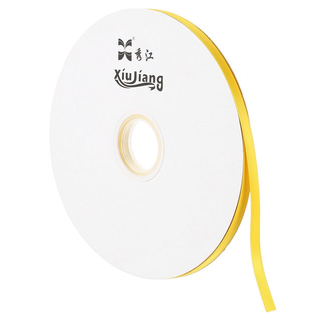 Unique Bargains 0.28' x 100 Yards Double Face Decorate Crafts Roll Satin Ribbon Yellow