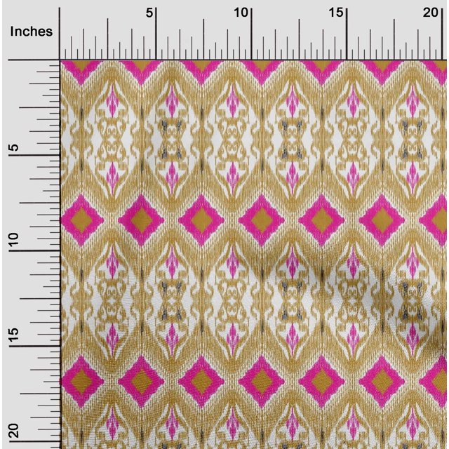 oneOone Cotton Poplin Fabric Geometric Ikat Printed Fabric 1 Yard 42 Inch Wide