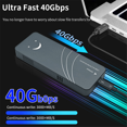 thumbnail image 3 of USB 4.0 SSD M2 NVME HDD Enclosure 40Gbps 4TB M-Key B+M-Key Aluminum NVME External Case Support M.2 NVME 2280 Hard Disk, 3 of 8