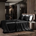 thumbnail image 4 of Amdohai Bedding Six Piece Set Household European and American Solid Color One Piece Imitation Silk Bed Sheet Pillowcase QUEEN, 4 of 8