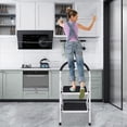 thumbnail image 2 of WAYPLUS 2 Step Steel Ladder, Folding Portable Step Stool w/ Non-Slip Feet, Rubber Pads, 330lb Capacity, 2 of 9