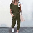 thumbnail image 2 of Timegard Ensembles 2 Pcs pour Femmes Été T-Shirts à Manches Courtes et Pantalons à Cordon avec Poches Ensembles Décontractés Confortables, 2 of 5