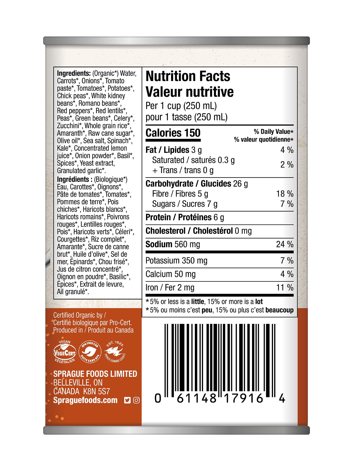 Sprague Organic Tuscany-Style Minestrone Soup