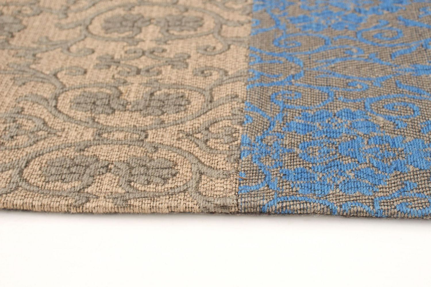 ECARPETGALLERY 6'8" x 9'9" Transitional Collage Handmade Area Rug for Living Room, Dining Room and Bedroom in Blue
