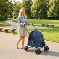 thumbnail image 2 of Gymax Pet Stroller for Small Medium Dogs w/Swivel Front Wheels & One-Step Rear Brake Navy, 2 of 10